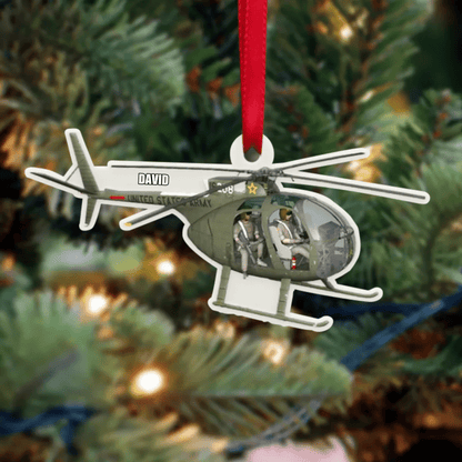 Personalized Veteran Helicopter Christmas Ornament for Dad, Gift for Him Veteran Ornament OO4295