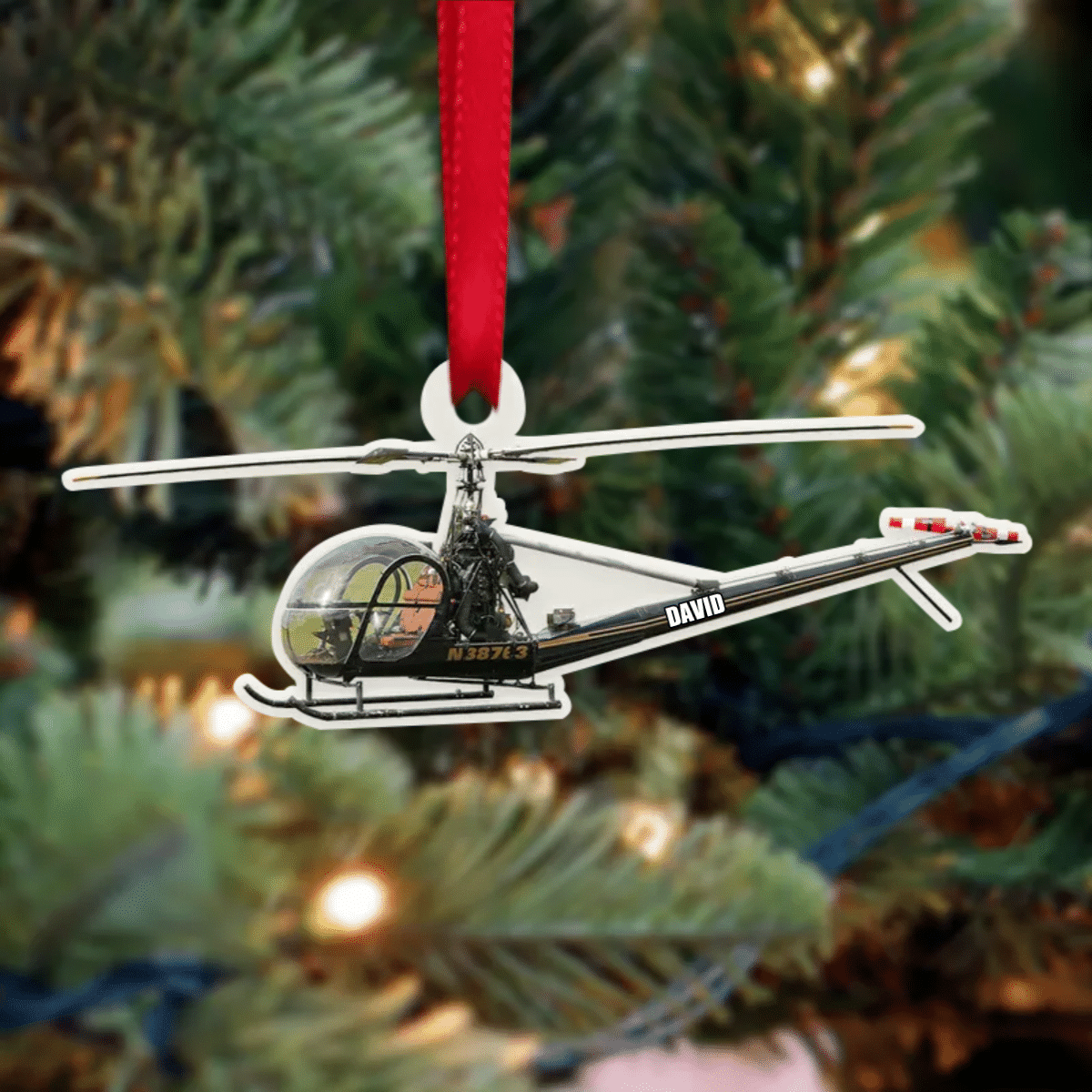 Personalized Veteran Helicopter Christmas Ornament for Dad, Gift for Him Veteran Ornament OO4295