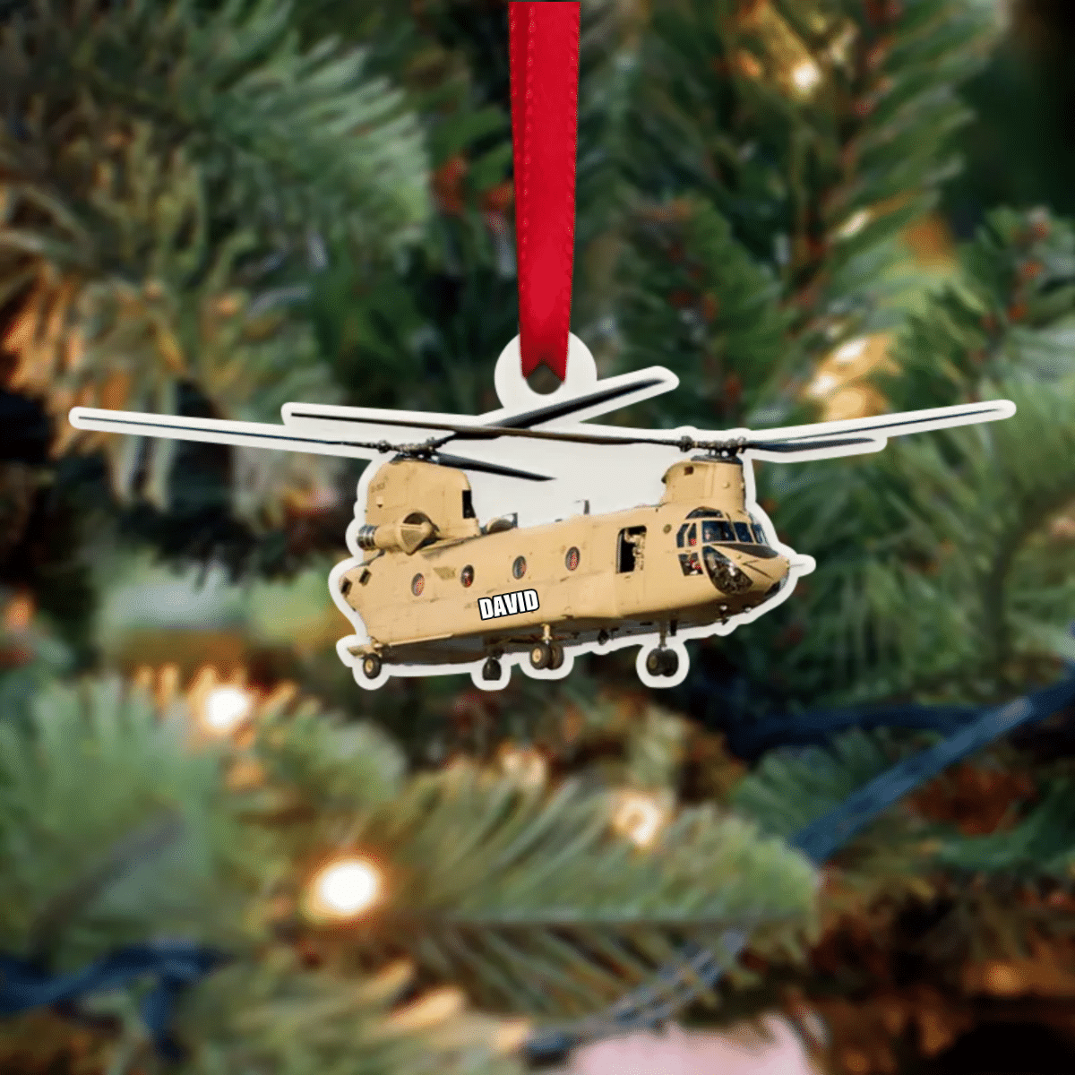 Personalized Veteran Helicopter Christmas Ornament for Dad, Gift for Him Veteran Ornament OO4295