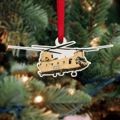 Personalized Veteran Helicopter Christmas Ornament for Dad, Gift for Him Veteran Ornament OO4295