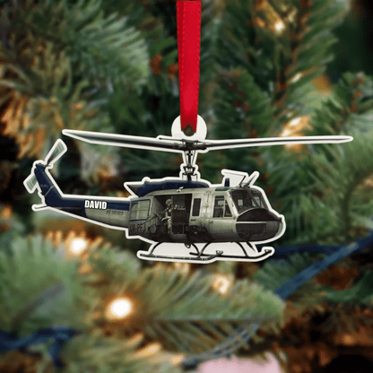 Personalized Veteran Helicopter Christmas Ornament for Dad, Gift for Him Veteran Ornament OO4295