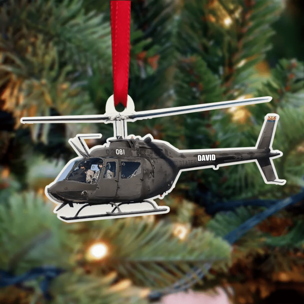 Personalized Veteran Helicopter Christmas Ornament for Dad, Gift for Him Veteran Ornament OO4295