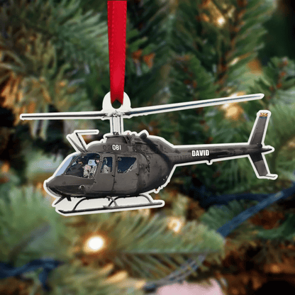 Personalized Veteran Helicopter Christmas Ornament for Dad, Gift for Him Veteran Ornament OO4295