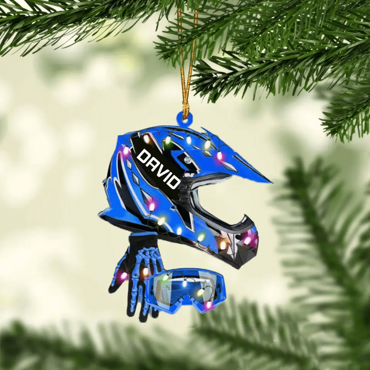Personalized Dirt Bike Set Full Face Christmas Light Ornament for Dirt Bike, Gift for Him OO4290