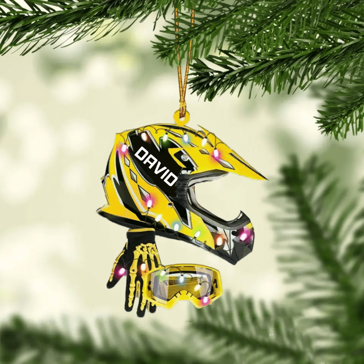 Personalized Dirt Bike Set Full Face Christmas Light Ornament for Dirt Bike, Gift for Him OO4290