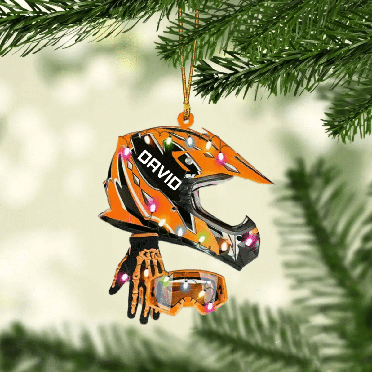 Personalized Dirt Bike Set Full Face Christmas Light Ornament for Dirt Bike, Gift for Him OO4290
