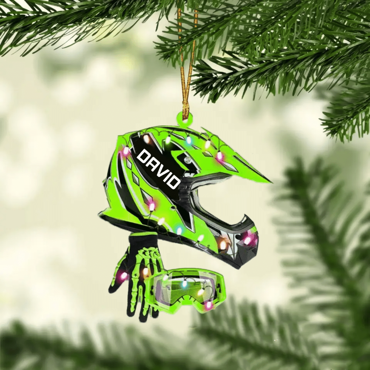 Personalized Dirt Bike Set Full Face Christmas Light Ornament for Dirt Bike, Gift for Him OO4290