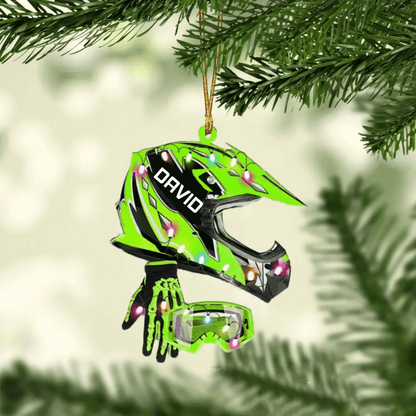 Personalized Dirt Bike Set Full Face Christmas Light Ornament for Dirt Bike, Gift for Him OO4290