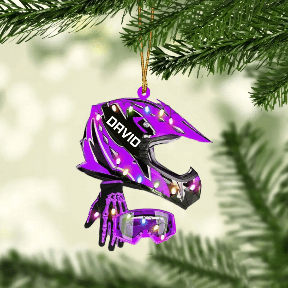Personalized Dirt Bike Set Full Face Christmas Light Ornament for Dirt Bike, Gift for Him OO4290