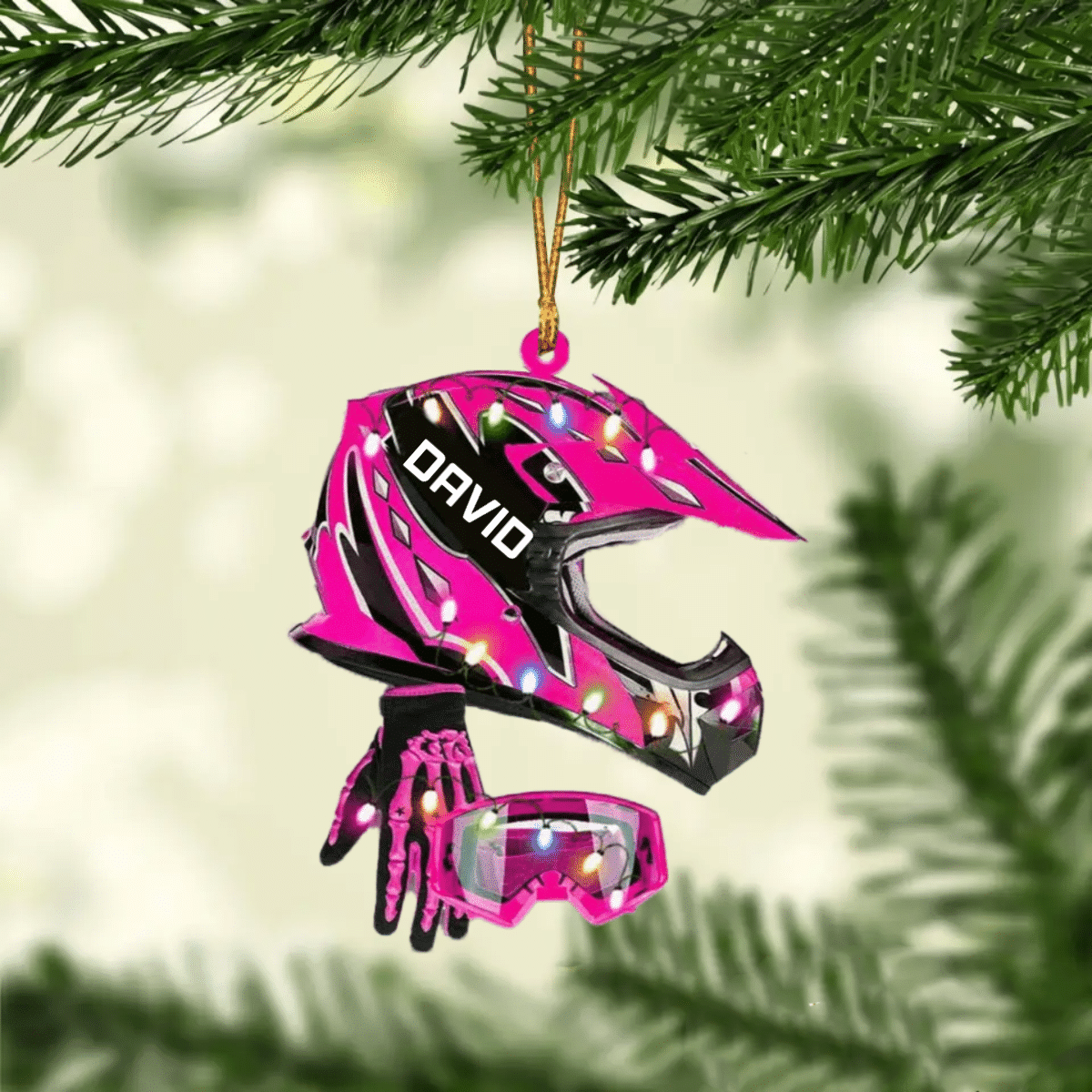 Personalized Dirt Bike Set Full Face Christmas Light Ornament for Dirt Bike, Gift for Him OO4290