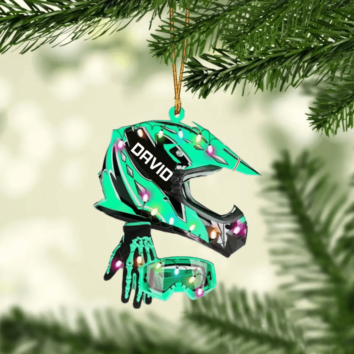 Personalized Dirt Bike Set Full Face Christmas Light Ornament for Dirt Bike, Gift for Him OO4290