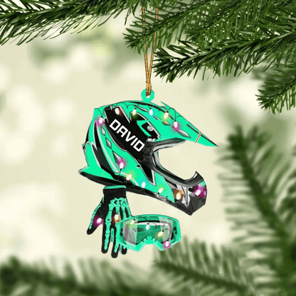 Personalized Dirt Bike Set Full Face Christmas Light Ornament for Dirt Bike, Gift for Him OO4290