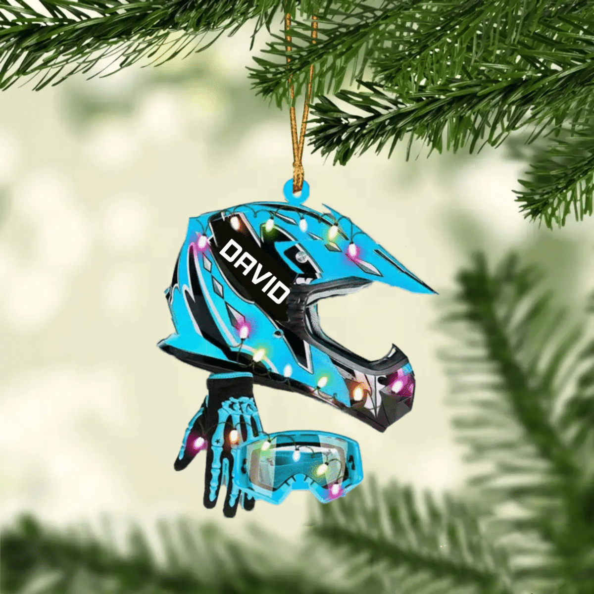 Personalized Dirt Bike Set Full Face Christmas Light Ornament for Dirt Bike, Gift for Him OO4290