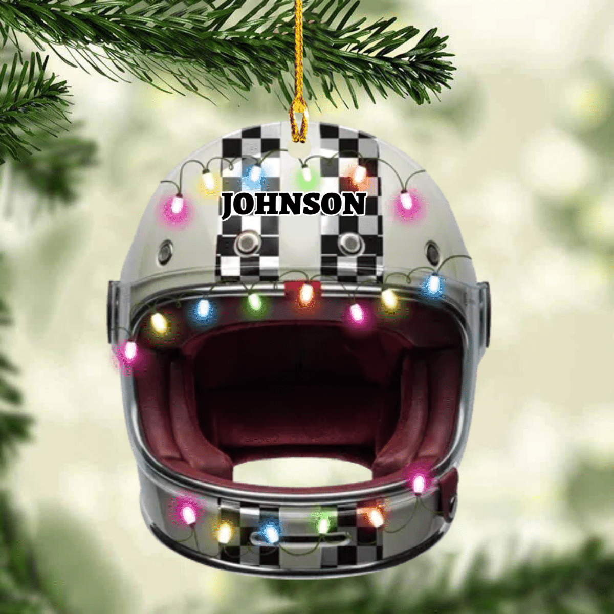 christmas motorcycle helmet Personalized Racing Helmet With Christmas Light Ornament for Racing Lo – Lasfour