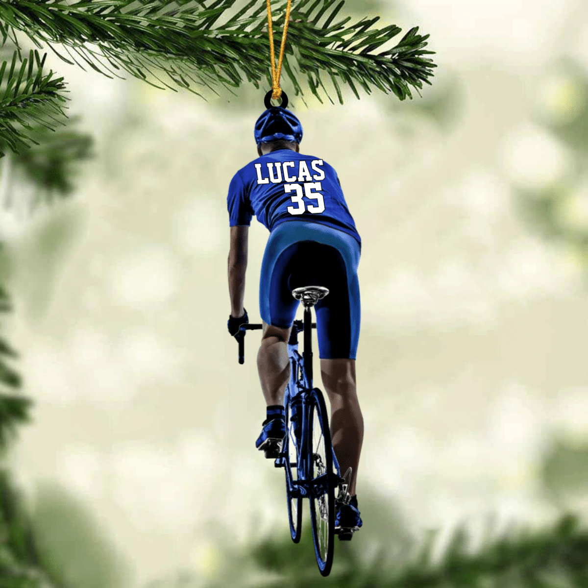 bike helmet ornament Customized Black Man Cyclist, Bike Riding Acrylic Ornament, Gift For C – Lasfour