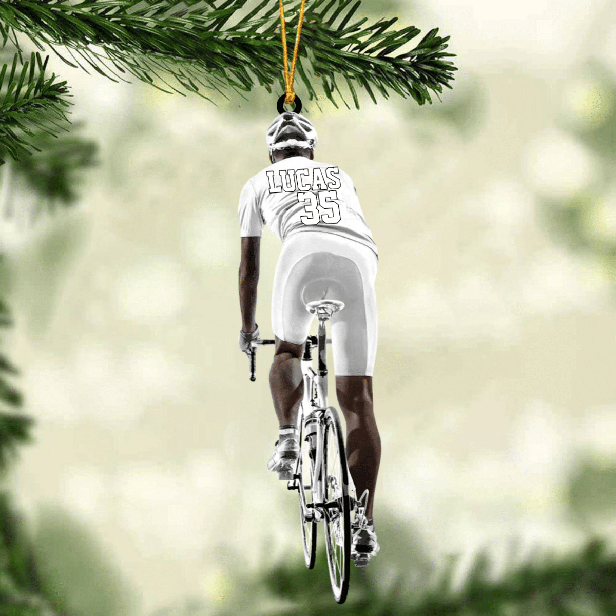 Customized Black Man Cyclist, Bike Riding Acrylic Ornament, Gift For Cyclists, Gift for Man OO4235