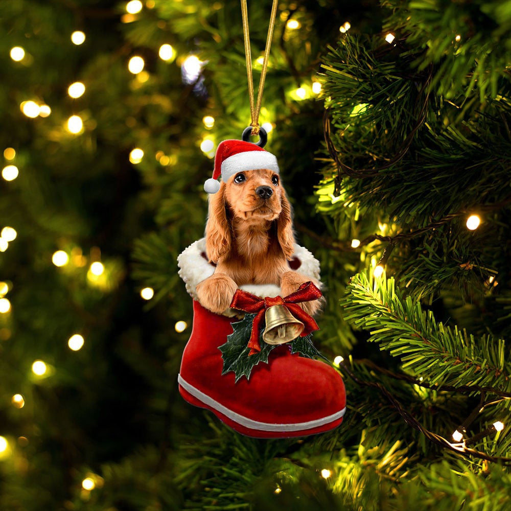Cocker Spaniel In Santa Boot Christmas Two Sided Ornament OO4216