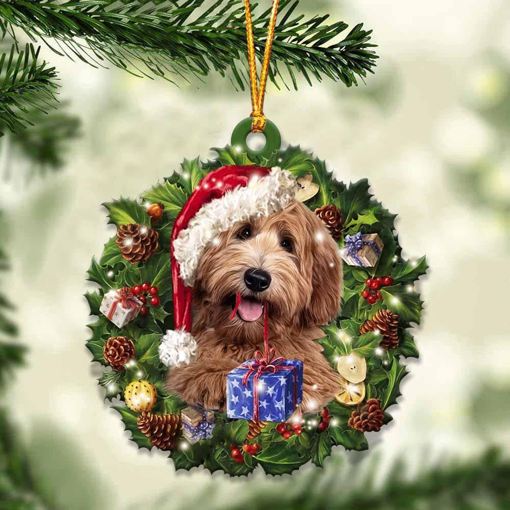 Labradoodle and Christmas Wreath Ornament gift for Labradoodle lover ornament OO4035