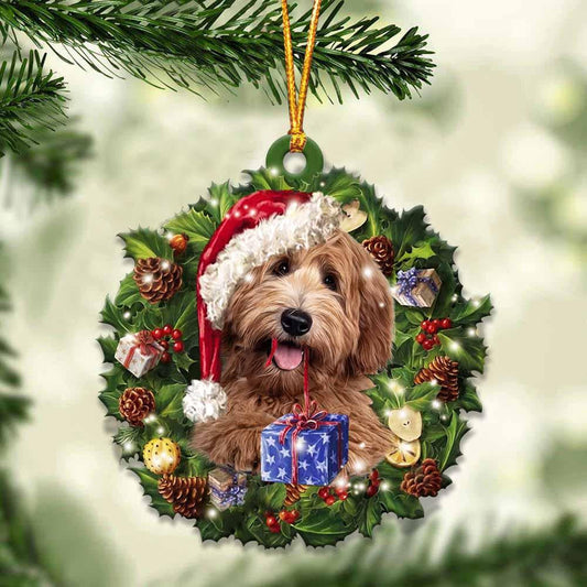 Labradoodle and Christmas Wreath Ornament gift for Labradoodle lover ornament OO4035