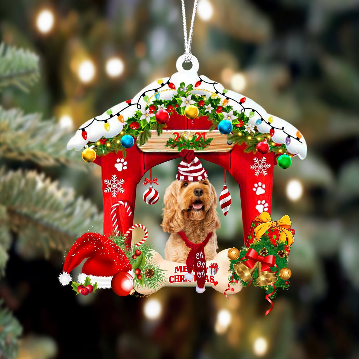 Cockapoo Christmas House Custom Shaped Two Sided Ornament OO3931 – Lasfour