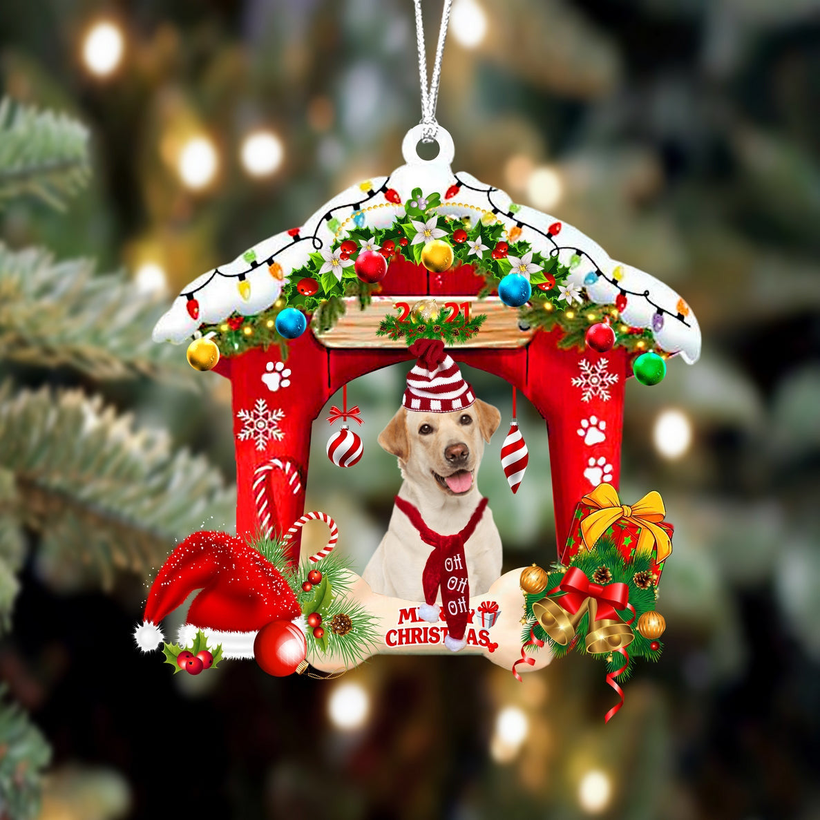 Labrador Christmas House Custom Shaped Two Sided Ornament OO3913