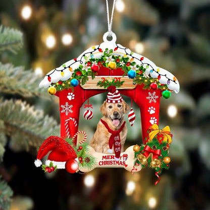 Golden Retriever Christmas House Custom Shaped Two Sided Ornament OO3927