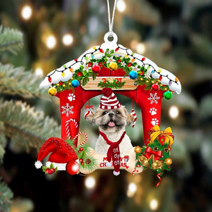 Shih Tzu Christmas House Custom Shaped Two Sided Ornament OO3942