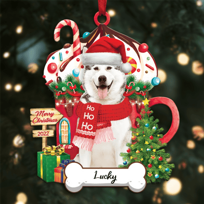 Personalized Ho Ho Ho Alaskan Dog Christmas Ornament for Christmas Tree Decor OO3910