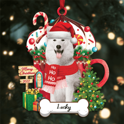 Personalized Ho Ho Ho Alaskan Dog Christmas Ornament for Christmas Tree Decor OO3910