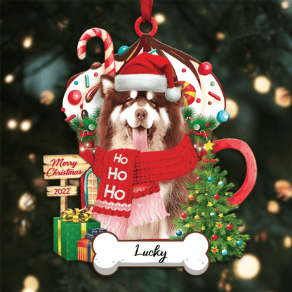 Personalized Ho Ho Ho Alaskan Dog Christmas Ornament for Christmas Tree Decor OO3910