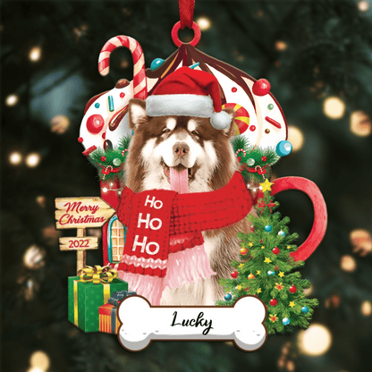 Personalized Ho Ho Ho Alaskan Dog Christmas Ornament for Christmas Tree Decor OO3910