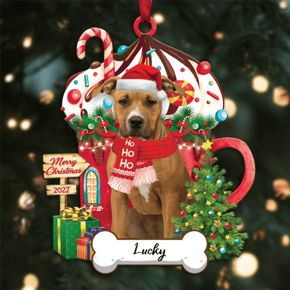 Personalized Ho Ho Ho American Staffordshire Terrier Dog Christmas Ornament OO3909