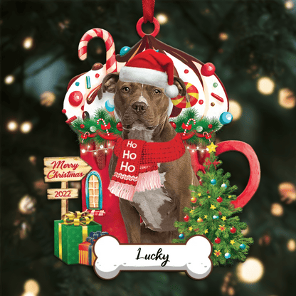 Personalized Ho Ho Ho American Staffordshire Terrier Dog Christmas Ornament OO3909