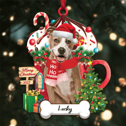 Personalized Ho Ho Ho American Staffordshire Terrier Dog Christmas Ornament OO3909