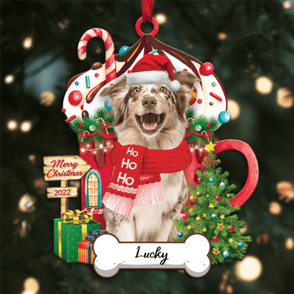 Personalized Ho Ho Ho Australian Shepherd Dog Christmas Ornament for Dog Lovers OO3908