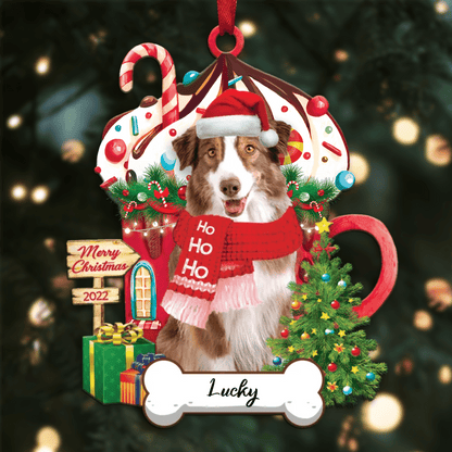 Personalized Ho Ho Ho Australian Shepherd Dog Christmas Ornament for Dog Lovers OO3908