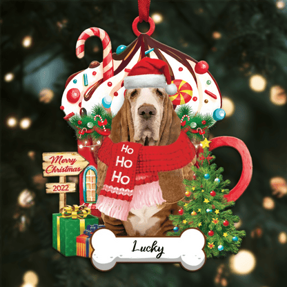 Personalized Ho Ho Ho Basset Hound Dog Christmas Ornament for Christmas Tree Decor OO3907