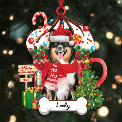 Personalized Ho Ho Ho Border Collie Dog Christmas Ornament for Christmas Tree Decor OO3902