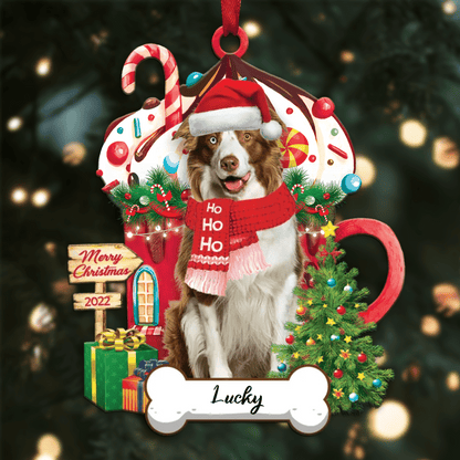 Personalized Ho Ho Ho Border Collie Dog Christmas Ornament for Christmas Tree Decor OO3902