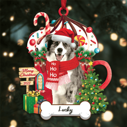 Personalized Ho Ho Ho Border Collie Dog Christmas Ornament for Christmas Tree Decor OO3902