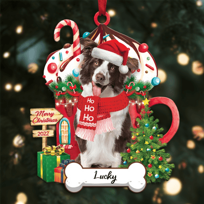 Personalized Ho Ho Ho Border Collie Dog Christmas Ornament for Christmas Tree Decor OO3902