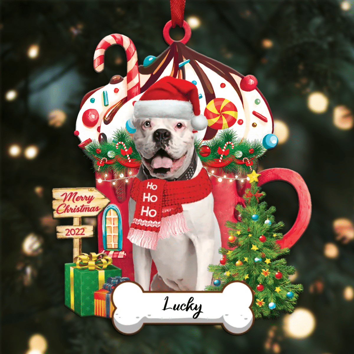 Personalized Ho Ho Ho Boxer Dog Christmas Ornament for Christmas Tree Decor OO3900