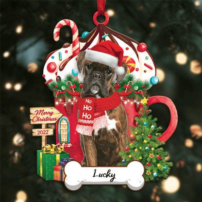 Personalized Ho Ho Ho Boxer Dog Christmas Ornament for Christmas Tree Decor OO3900