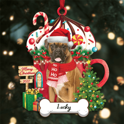 Personalized Ho Ho Ho Boxer Dog Christmas Ornament for Christmas Tree Decor OO3900