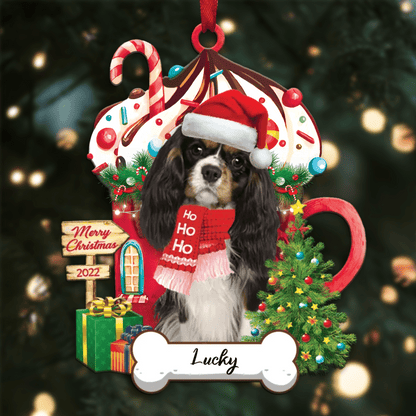Personalized Ho Ho Ho Cavalier King Charles Spaniel Dog Christmas Ornament OO3898
