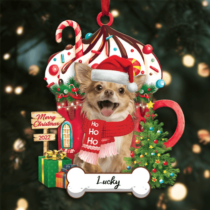 Personalized Ho Ho Ho Black Chihuahua Dog Christmas Ornament for Dog Lovers OO3897