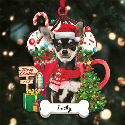 Personalized Ho Ho Ho Yellow Chihuahua Dog Christmas Ornament for Dog Lovers OO3896
