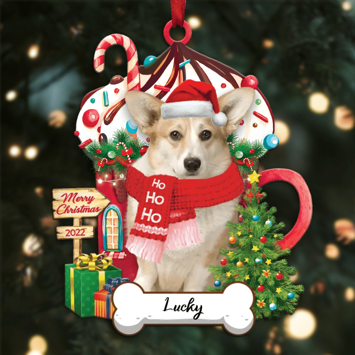 Personalized Ho Ho Ho Corgi Dog Christmas Ornament for Christmas Tree Decor OO3893