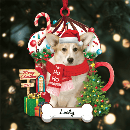 Personalized Ho Ho Ho Corgi Dog Christmas Ornament for Christmas Tree Decor OO3893