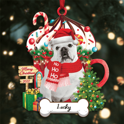 Personalized Ho Ho Ho English British Bulldog Dog Christmas Ornament for Dog Lovers OO3889